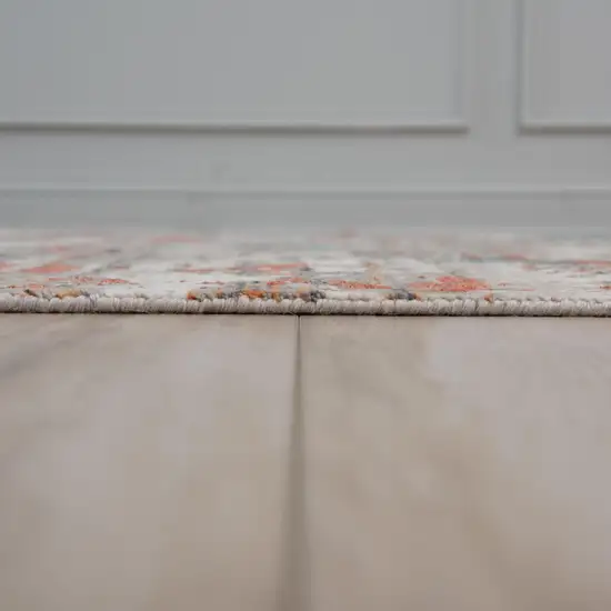 Gray Beige Orange Red And Blue New Zealand Lambs Wool Abstract Hand Carved Handmade Area Rug Photo 5