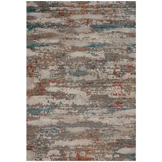 Gray Beige Orange Red And Blue New Zealand Lambs Wool Abstract Hand Carved Handmade Area Rug Photo 1