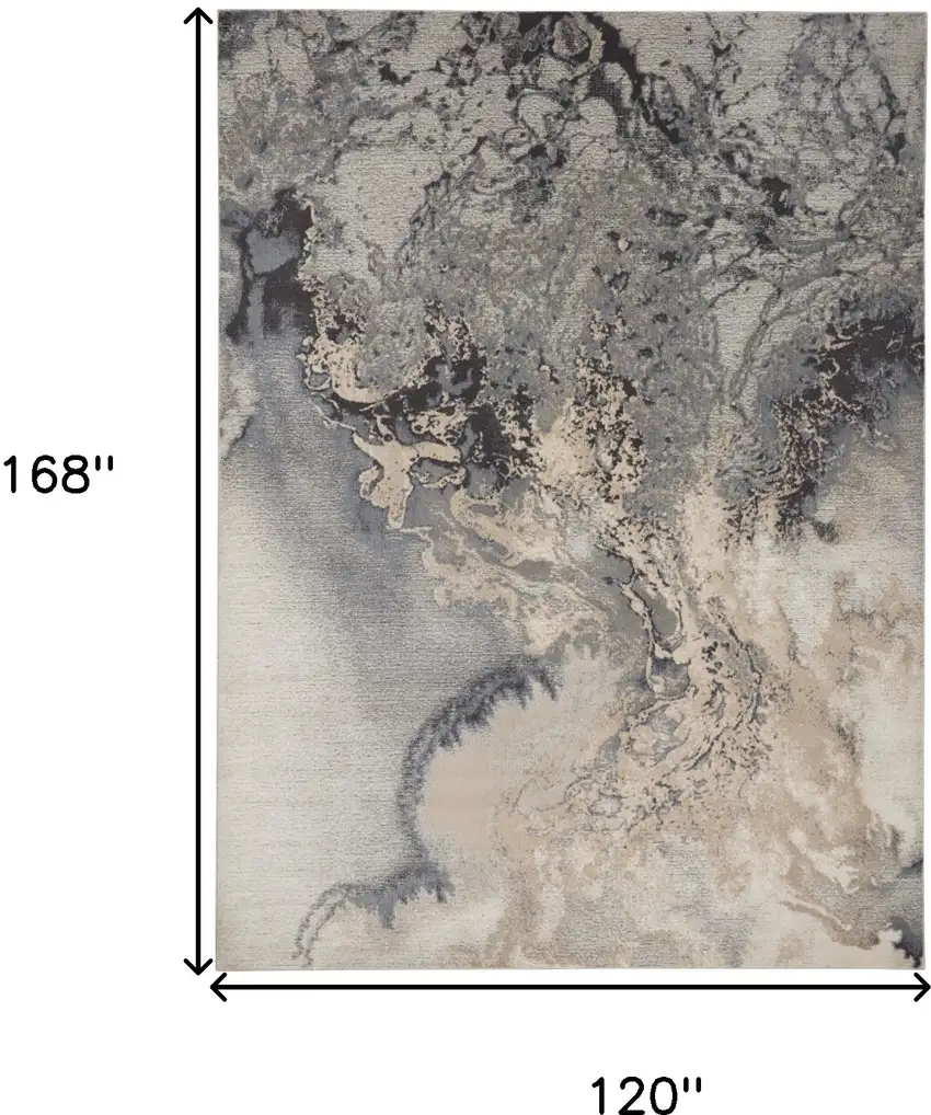 Gray Beige and Ivory Abstract Area Rug Photo 3