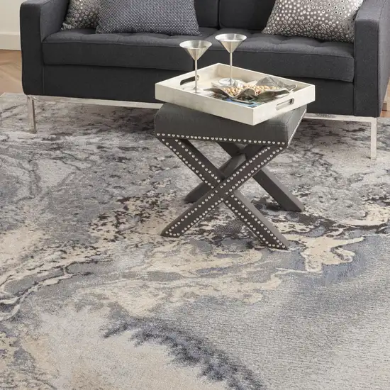 Gray Beige and Ivory Abstract Area Rug Photo 4