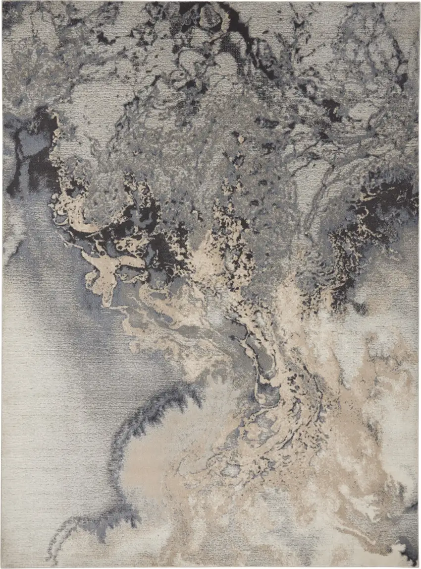 Gray Beige and Ivory Abstract Area Rug Photo 1