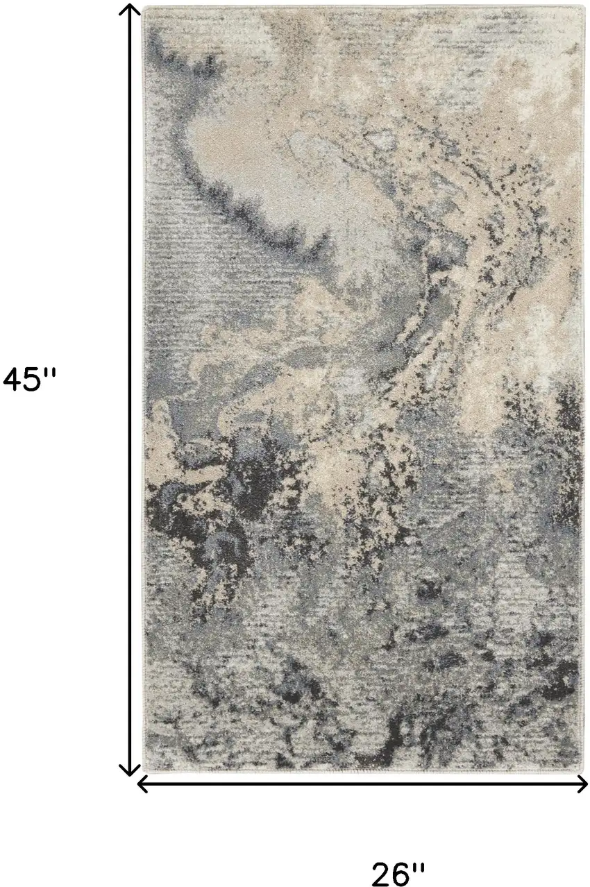 Gray Beige and Ivory Abstract Area Rug Photo 3