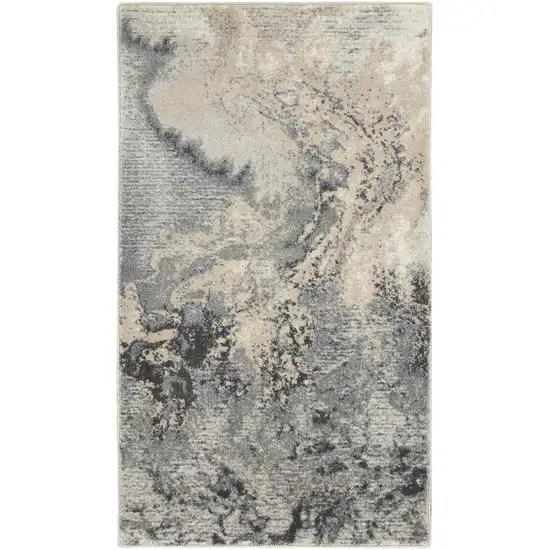 Gray Beige and Ivory Abstract Area Rug Photo 1
