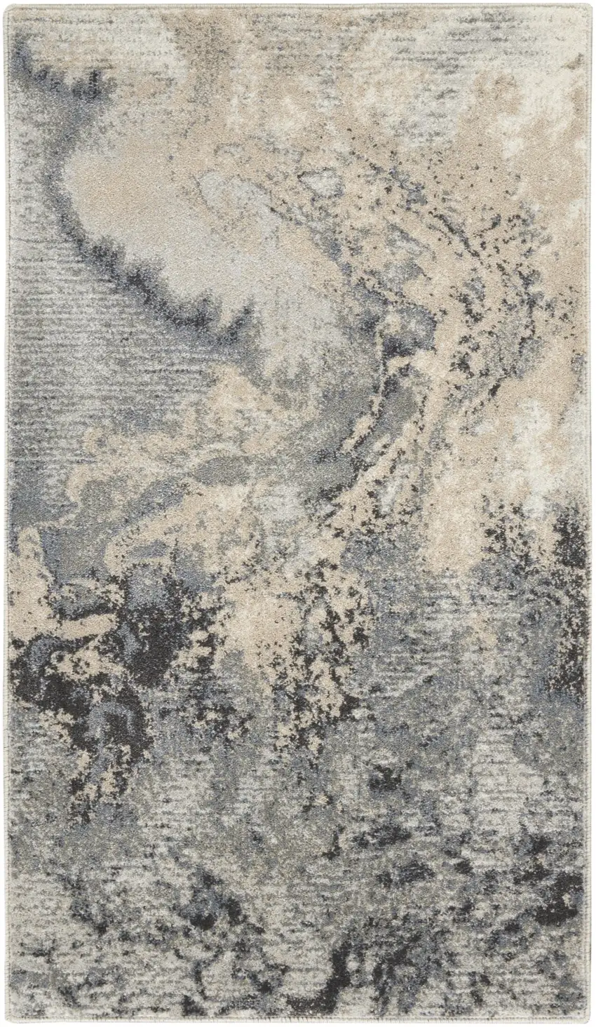 Gray Beige and Ivory Abstract Area Rug Photo 2