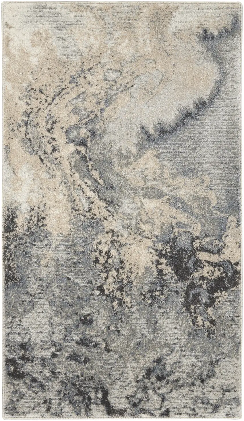 Gray Beige and Ivory Abstract Area Rug Photo 4