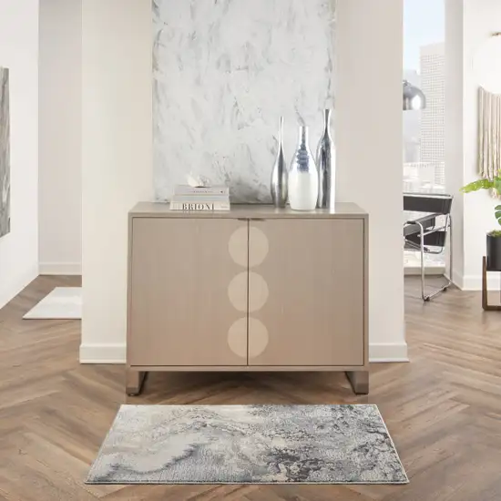 Gray Beige and Ivory Abstract Area Rug Photo 3