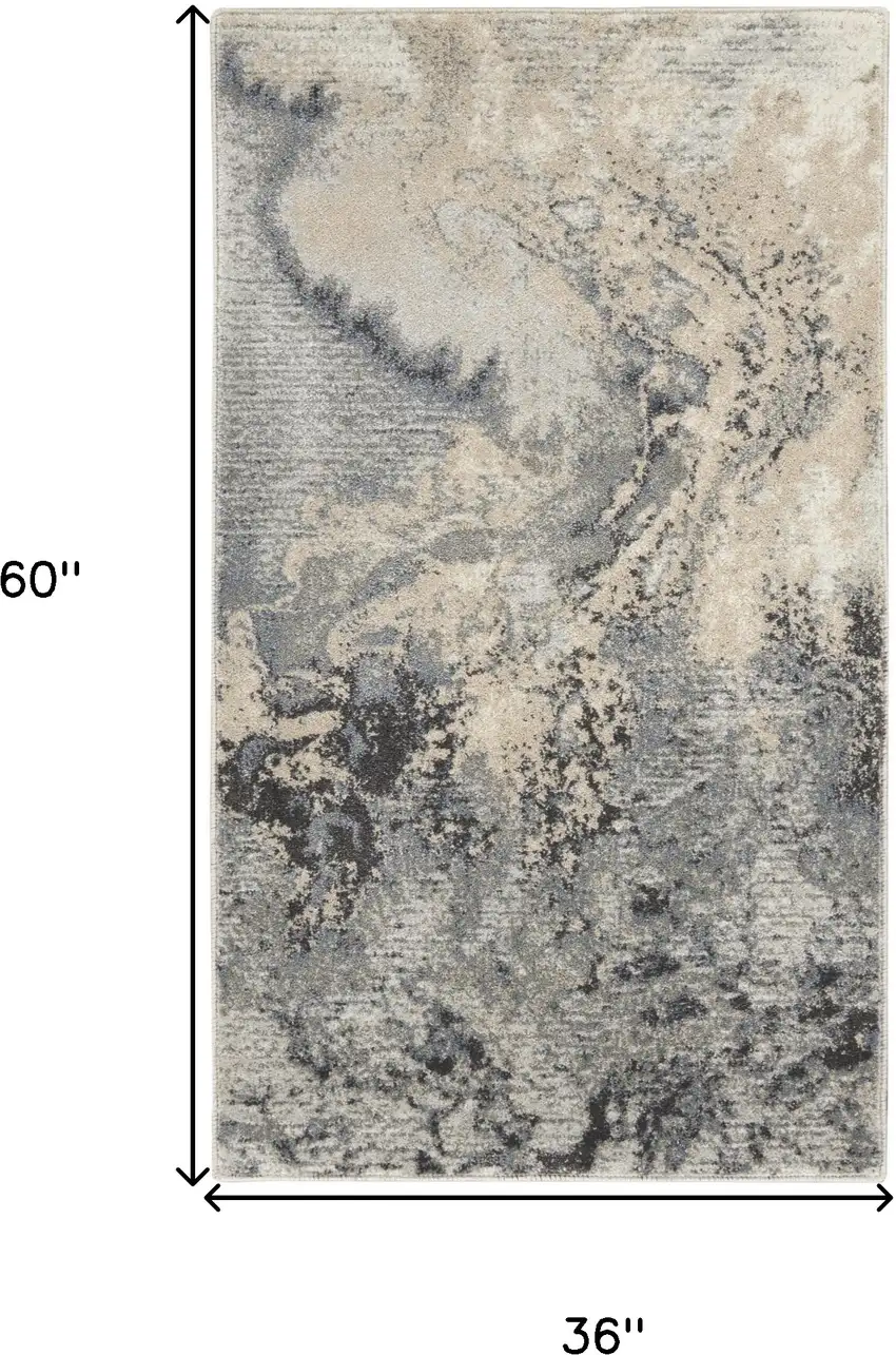 Gray Beige and Ivory Abstract Area Rug Photo 3