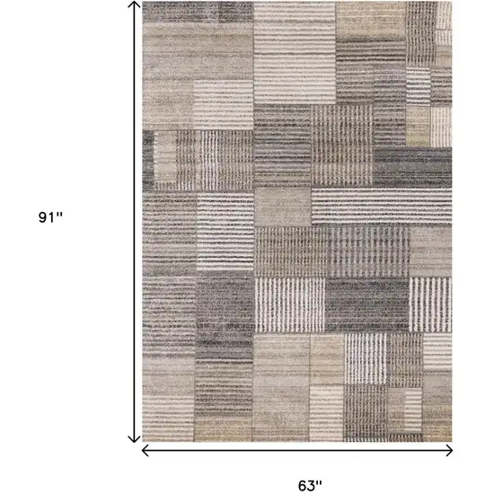 Gray Black And Beige Geometric Area Rug Photo 3