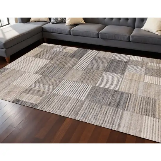 Gray Black And Beige Geometric Area Rug Photo 1
