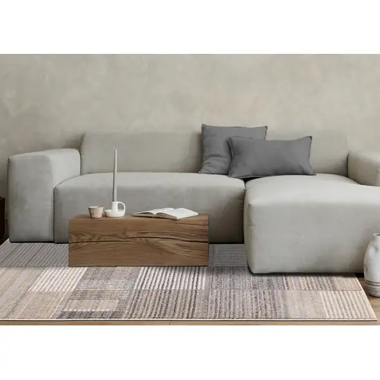 Gray Black And Beige Geometric Area Rug Photo 5