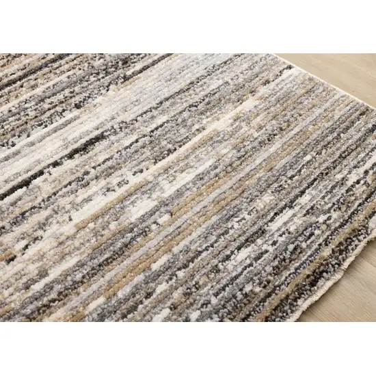 Gray Black And Beige Striped Area Rug Photo 7