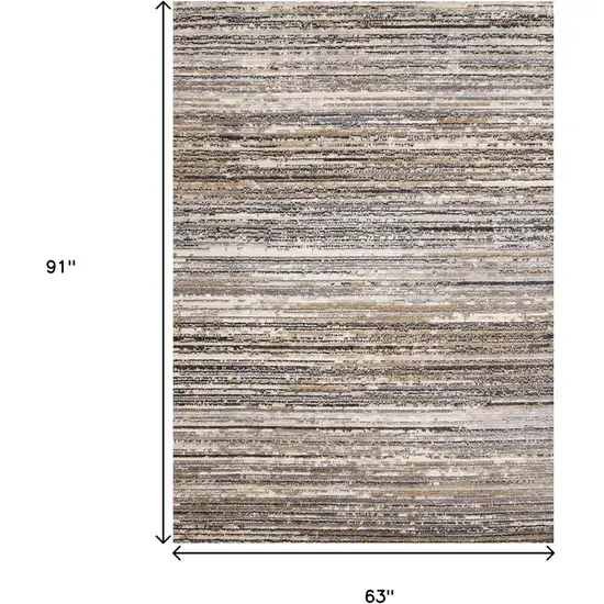Gray Black And Beige Striped Area Rug Photo 3