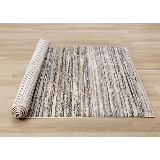 Gray Black And Beige Striped Area Rug Photo 6