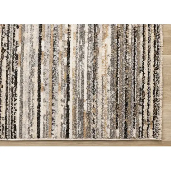 Gray Black And Beige Striped Area Rug Photo 7