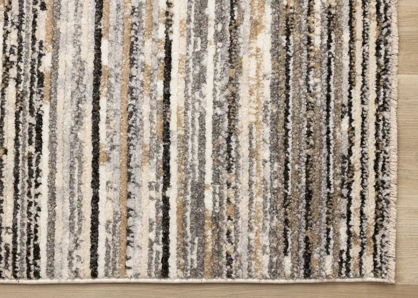 Gray Black And Beige Striped Area Rug Photo 7