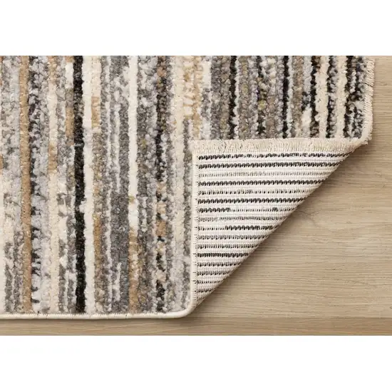 Gray Black And Beige Striped Area Rug Photo 8