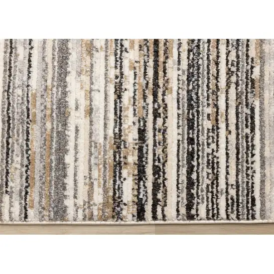 Gray Black And Beige Striped Area Rug Photo 9