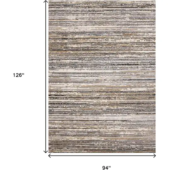 Gray Black And Beige Striped Area Rug Photo 3