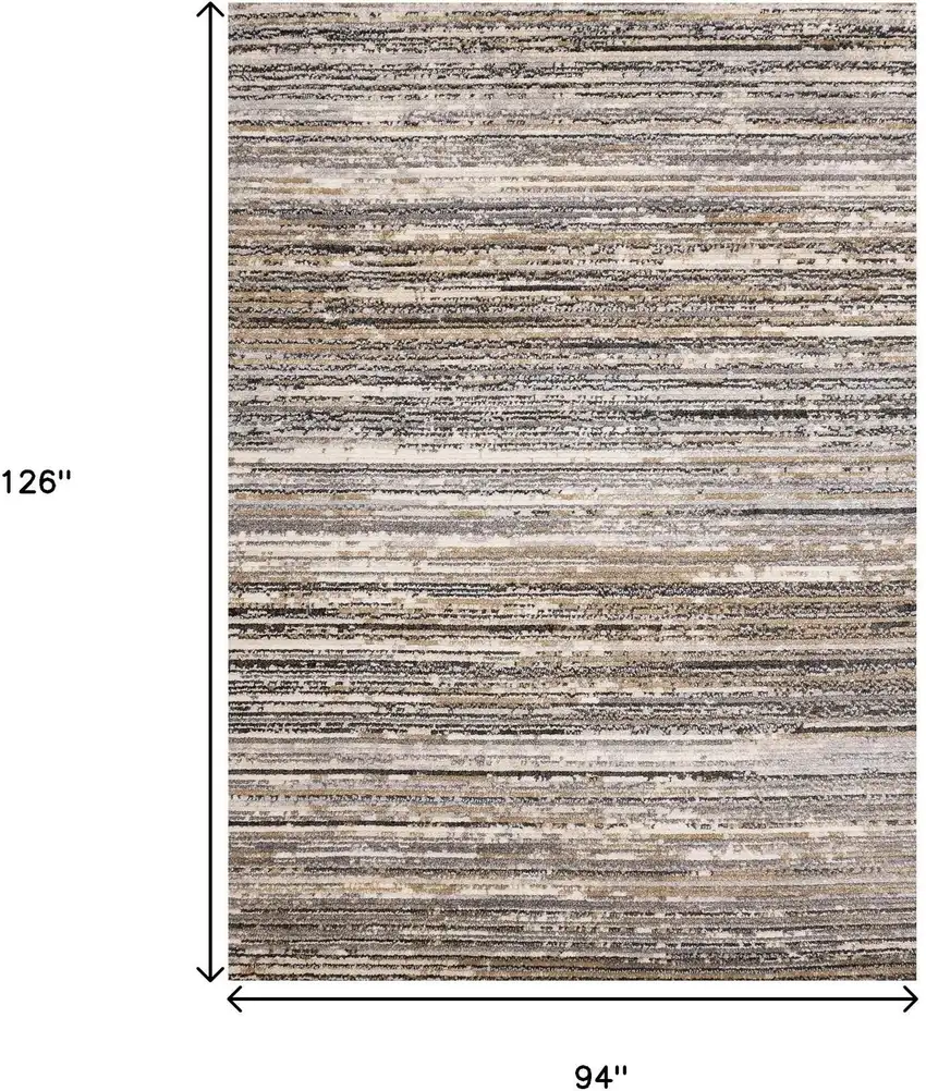Gray Black And Beige Striped Area Rug Photo 3