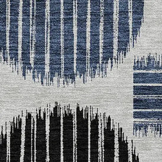 Gray Black And Blue Geometric Washable Indoor Outdoor Area Rug Photo 6
