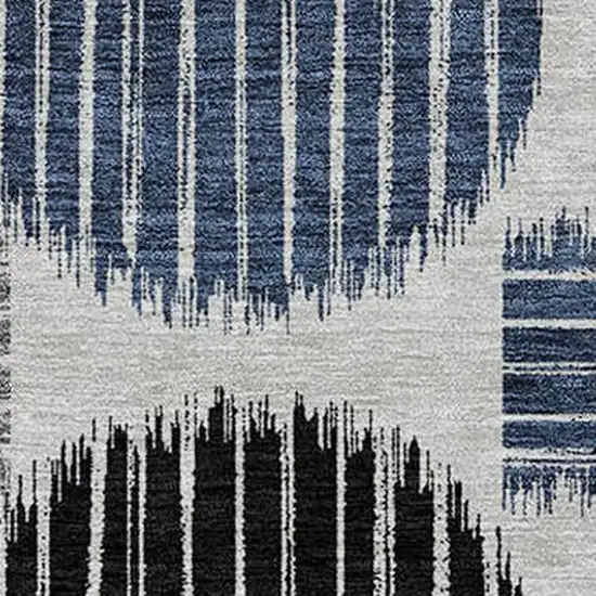 Gray Black And Blue Geometric Washable Indoor Outdoor Area Rug Photo 6