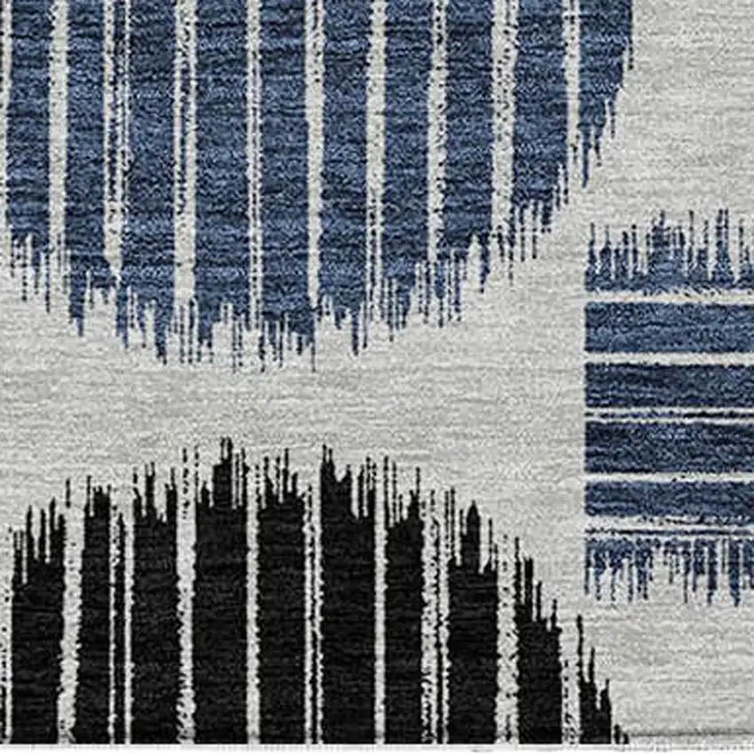 Gray Black And Blue Geometric Washable Indoor Outdoor Area Rug Photo 6