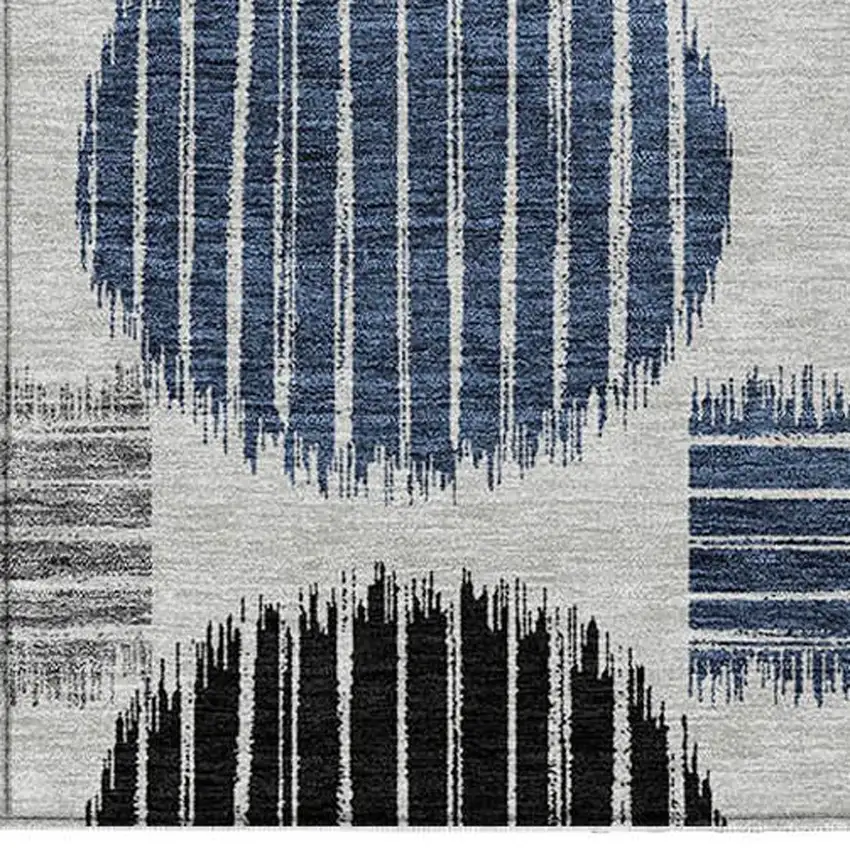 Gray Black And Blue Geometric Washable Indoor Outdoor Area Rug Photo 8