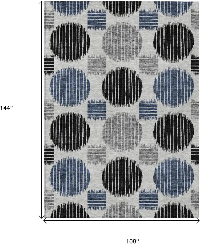 Gray Black And Blue Geometric Washable Indoor Outdoor Area Rug Photo 3