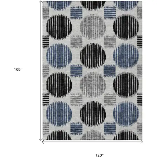 Gray Black And Blue Geometric Washable Indoor Outdoor Area Rug Photo 3