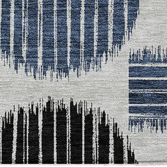 Gray Black And Blue Geometric Washable Indoor Outdoor Area Rug Photo 6