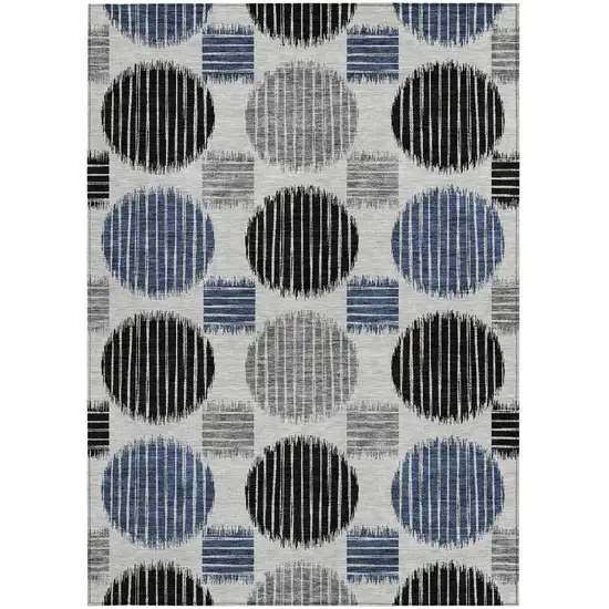 Gray Black And Blue Geometric Washable Indoor Outdoor Area Rug Photo 8