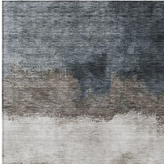 Gray Black And Brown Abstract Washable Indoor Outdoor Area Rug Photo 5