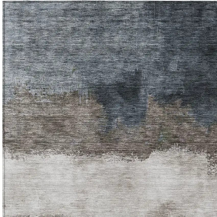 Gray Black And Brown Abstract Washable Indoor Outdoor Area Rug Photo 5