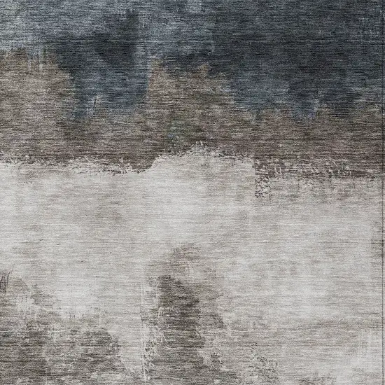 Gray Black And Brown Abstract Washable Indoor Outdoor Area Rug Photo 5
