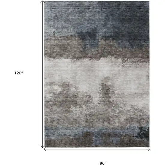 Gray Black And Brown Abstract Washable Indoor Outdoor Area Rug Photo 7