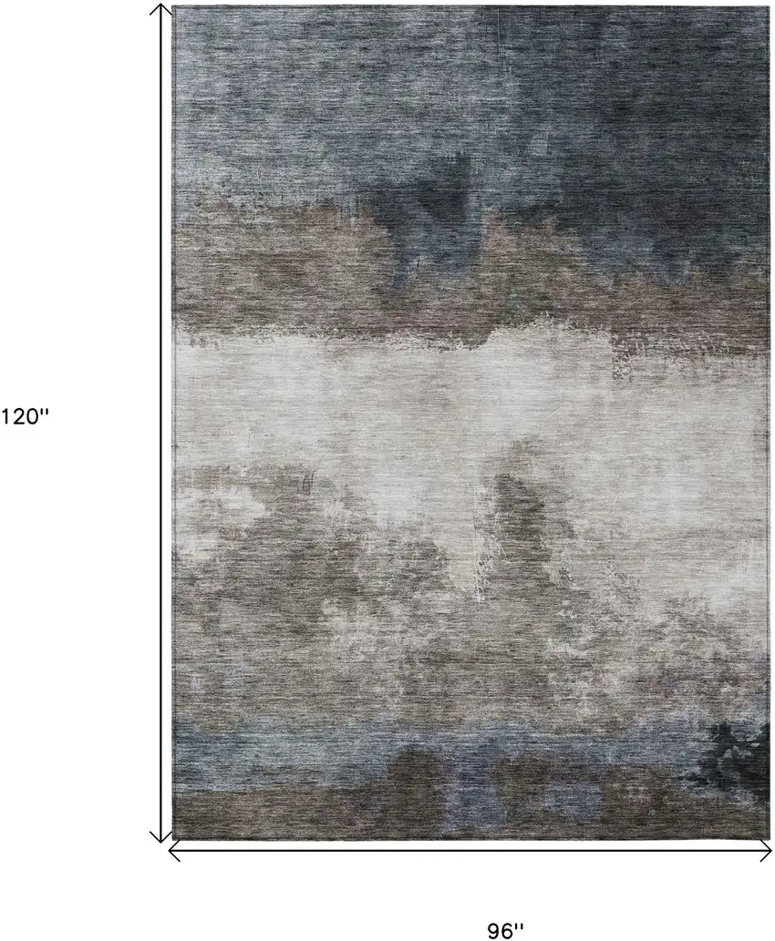 Gray Black And Brown Abstract Washable Indoor Outdoor Area Rug Photo 7