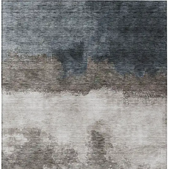 Gray Black And Brown Abstract Washable Indoor Outdoor Area Rug Photo 6