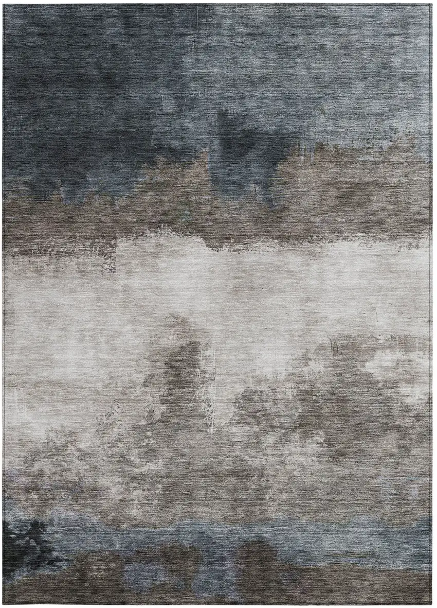 Gray Black And Brown Abstract Washable Indoor Outdoor Area Rug Photo 5