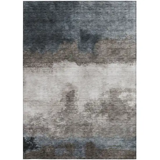 Gray Black And Brown Abstract Washable Indoor Outdoor Area Rug Photo 6