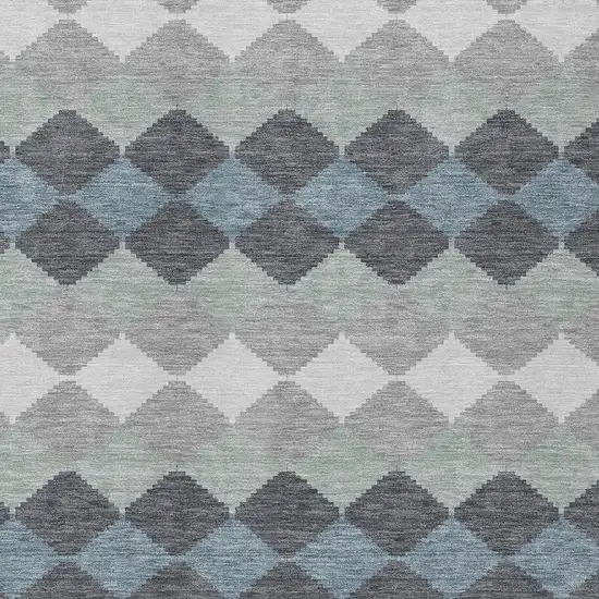 Gray Black And Green Geometric Washable Indoor Outdoor Area Rug Photo 5