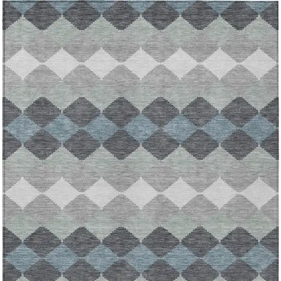 Gray Black And Green Geometric Washable Indoor Outdoor Area Rug Photo 5