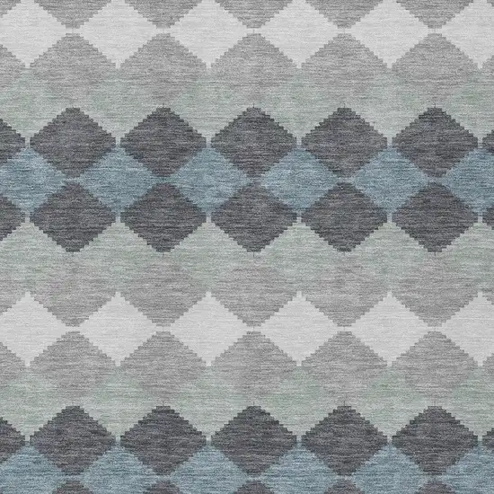 Gray Black And Green Geometric Washable Indoor Outdoor Area Rug Photo 5