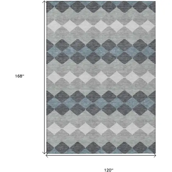 Gray Black And Green Geometric Washable Indoor Outdoor Area Rug Photo 3