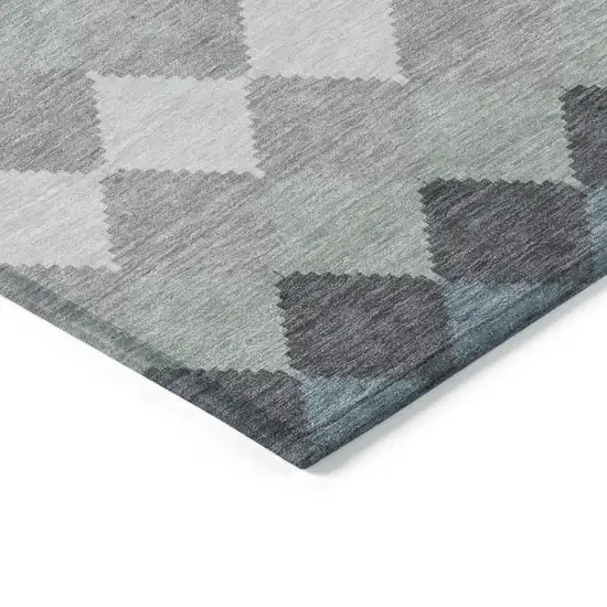 Gray Black And Green Geometric Washable Indoor Outdoor Area Rug Photo 4