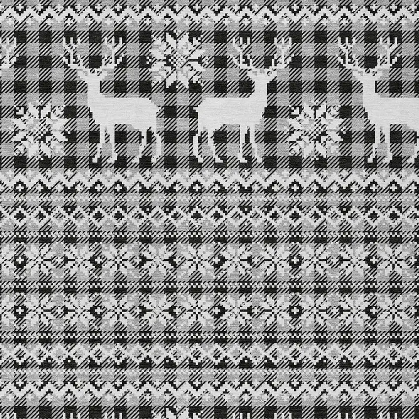 Gray Black And Ivory Animal Print Washable Indoor Outdoor Area Rug Photo 3