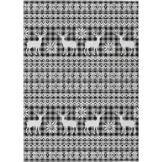 Gray Black And Ivory Animal Print Washable Indoor Outdoor Area Rug Photo 1