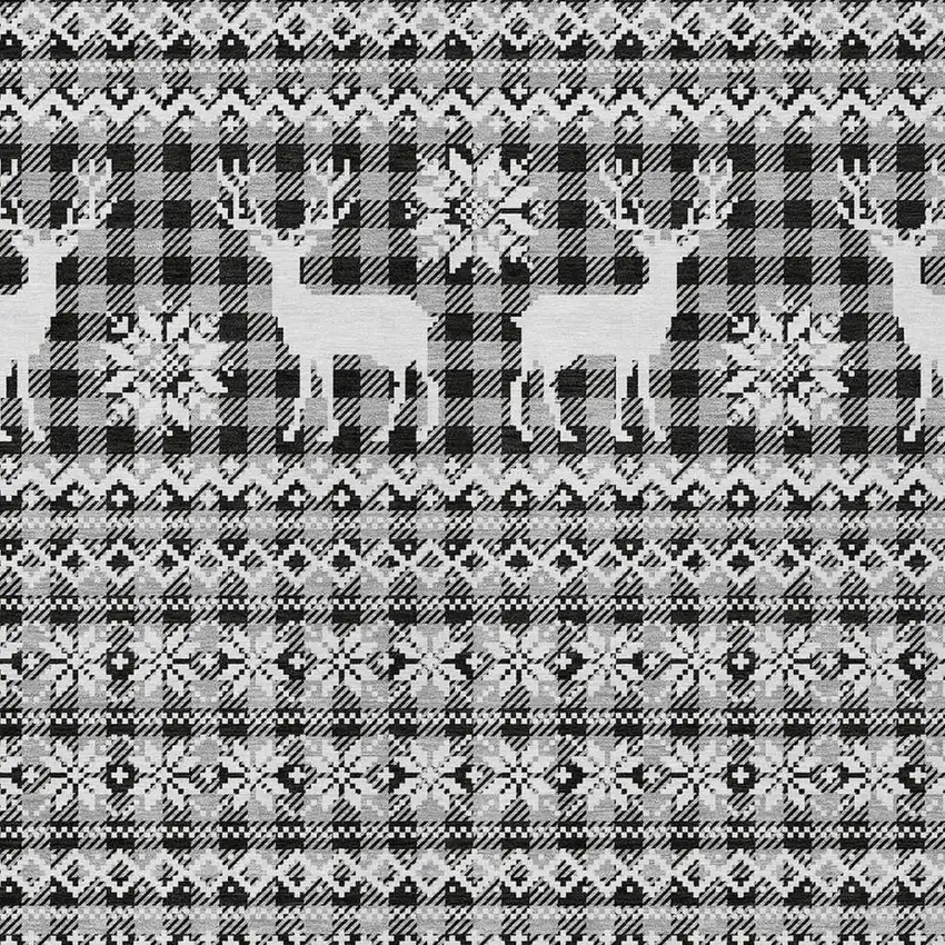 Gray Black And Ivory Animal Print Washable Indoor Outdoor Area Rug Photo 3