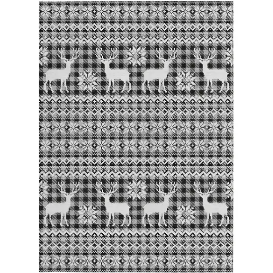 Gray Black And Ivory Animal Print Washable Indoor Outdoor Area Rug Photo 3