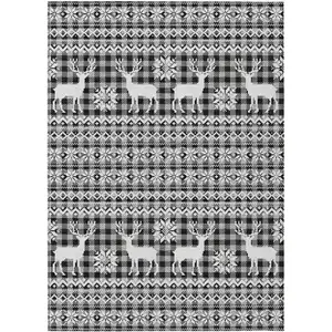 Photo of Gray Black And Ivory Animal Print Washable Indoor Outdoor Area Rug