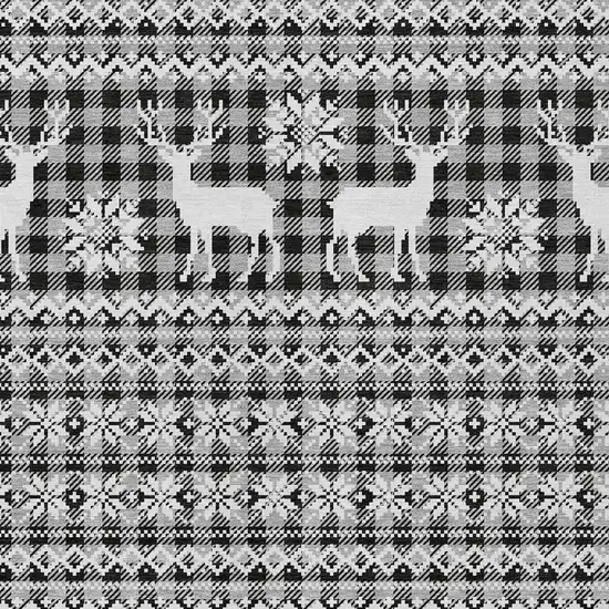 Gray Black And Ivory Animal Print Washable Indoor Outdoor Area Rug Photo 4